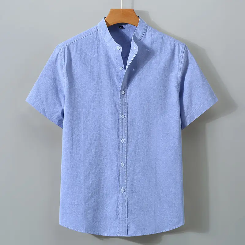 Men Navy Cotton Short Sleeve Button Shirt - Image 4
