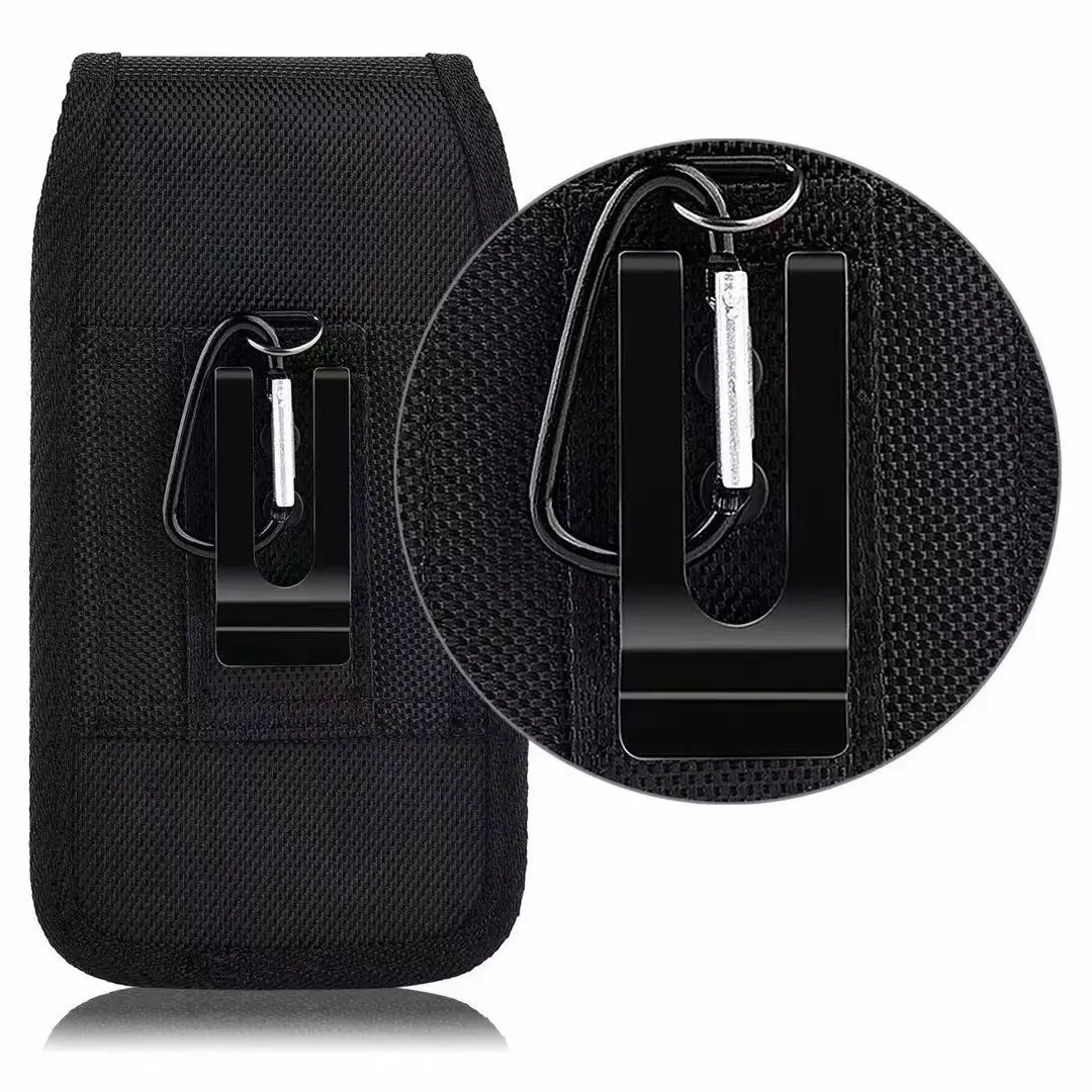 Men's Black Nylon Waist Phone Bag with Hanging Buckle - Image 6