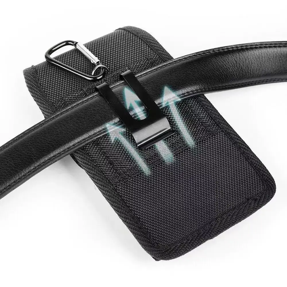Men's Black Nylon Waist Phone Bag with Hanging Buckle — feature 10