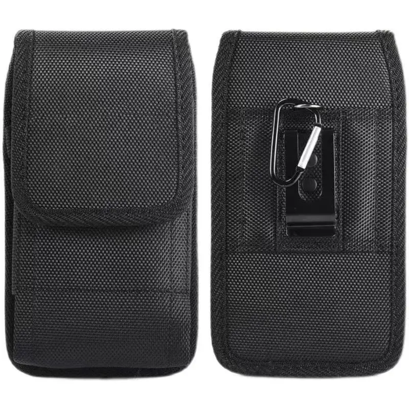 Men's Black Nylon Waist Phone Bag with Hanging Buckle — feature 2