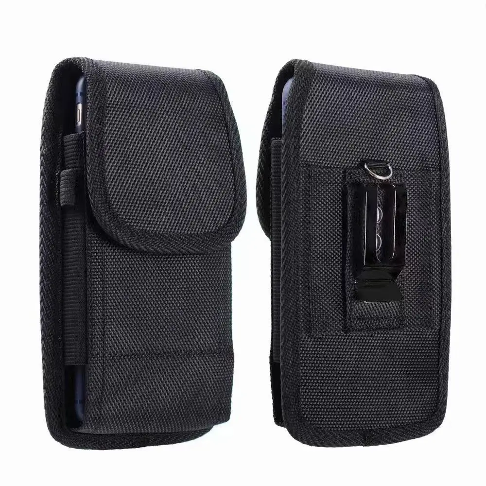 Men's Black Nylon Waist Phone Bag with Hanging Buckle — feature 3
