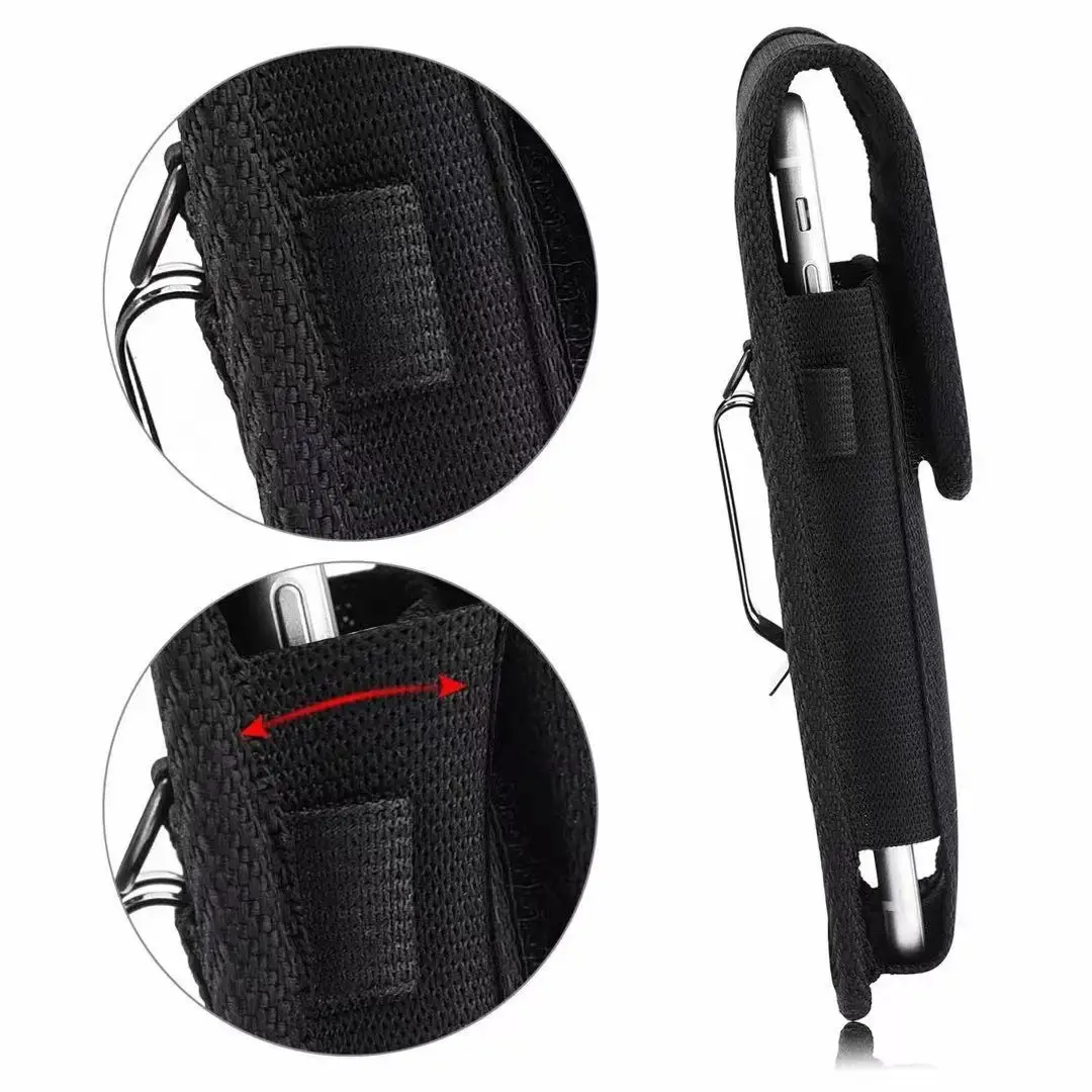 Men's Black Nylon Waist Phone Bag with Hanging Buckle — feature 5