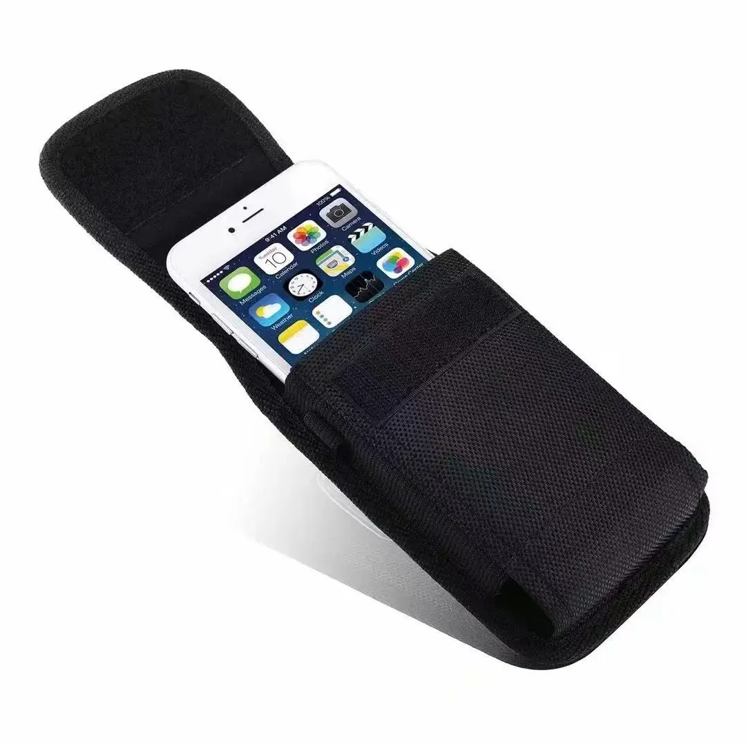 Men's Black Nylon Waist Phone Bag with Hanging Buckle — feature 9