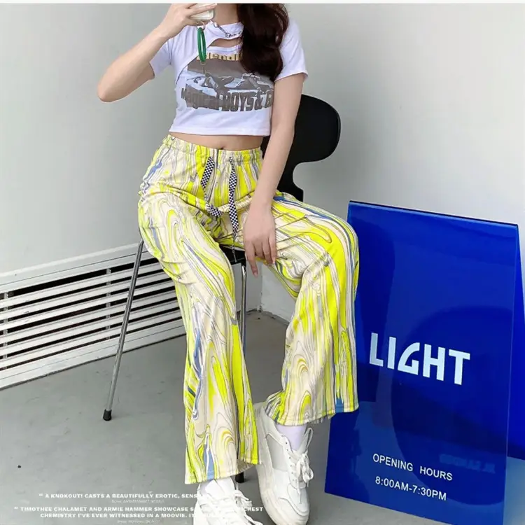 Rainbow Tie Dye Leg Wide Pants Women Summer - Image 10