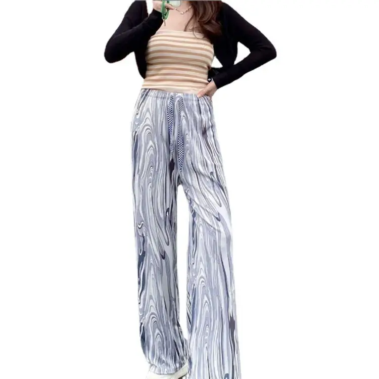 Rainbow Tie Dye Leg Wide Pants Women Summer - Image 11