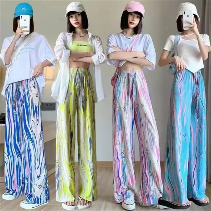 Rainbow Tie Dye Leg Wide Pants Women Summer — feature 1