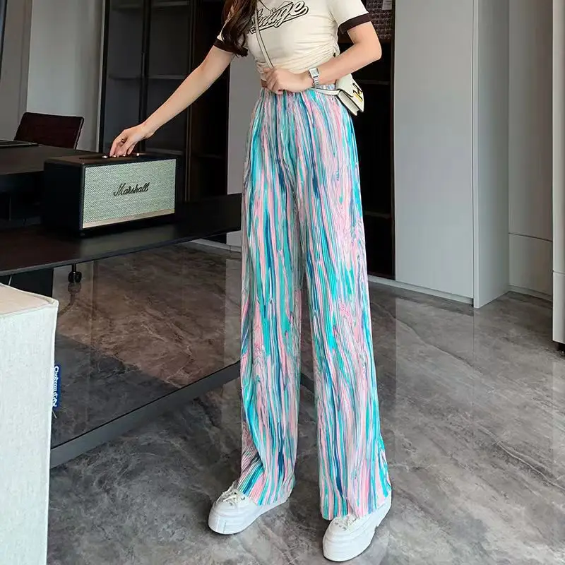 Rainbow Tie Dye Leg Wide Pants Women Summer — feature 12