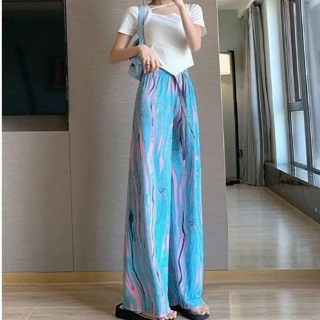 Rainbow Tie Dye Leg Wide Pants Women Summer — feature 7