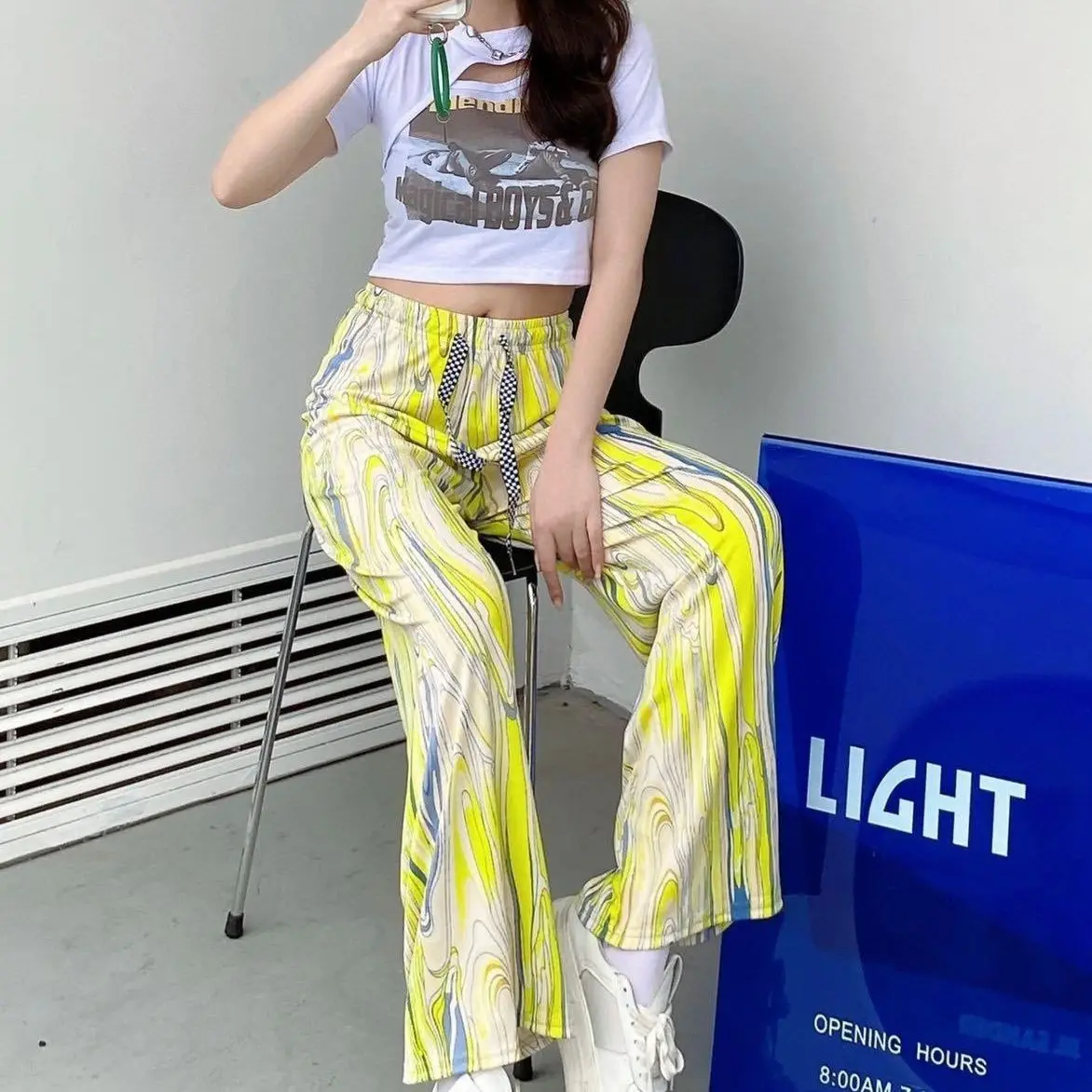Rainbow Tie Dye Leg Wide Pants Women Summer — feature 8