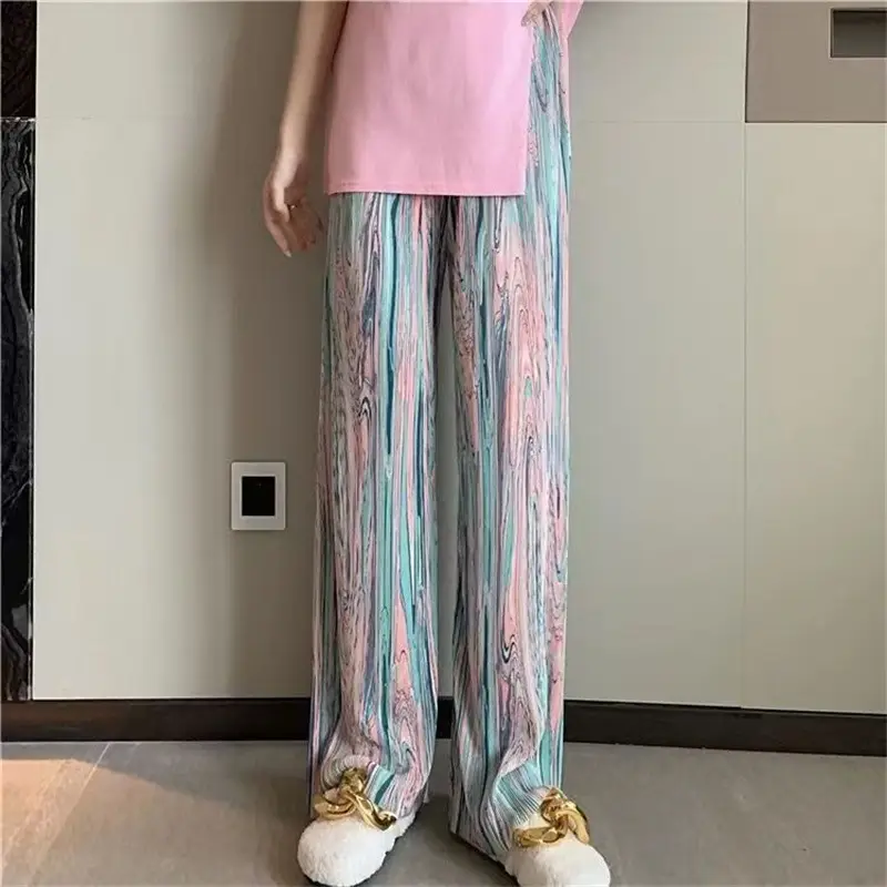 Rainbow Tie Dye Leg Wide Pants Women Summer - Image 2