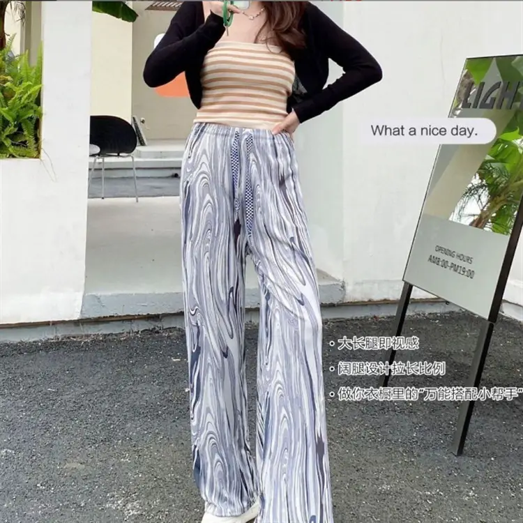 Rainbow Tie Dye Leg Wide Pants Women Summer - Image 4