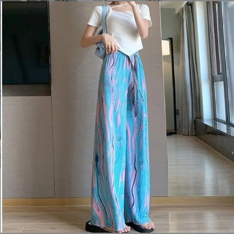 Rainbow Tie Dye Leg Wide Pants Women Summer - Image 6