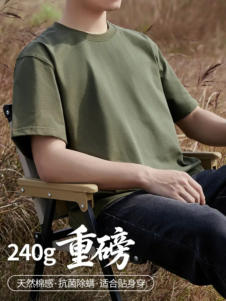 Men Casual Cotton T-Shirt Grey Short Sleeve - Image 12
