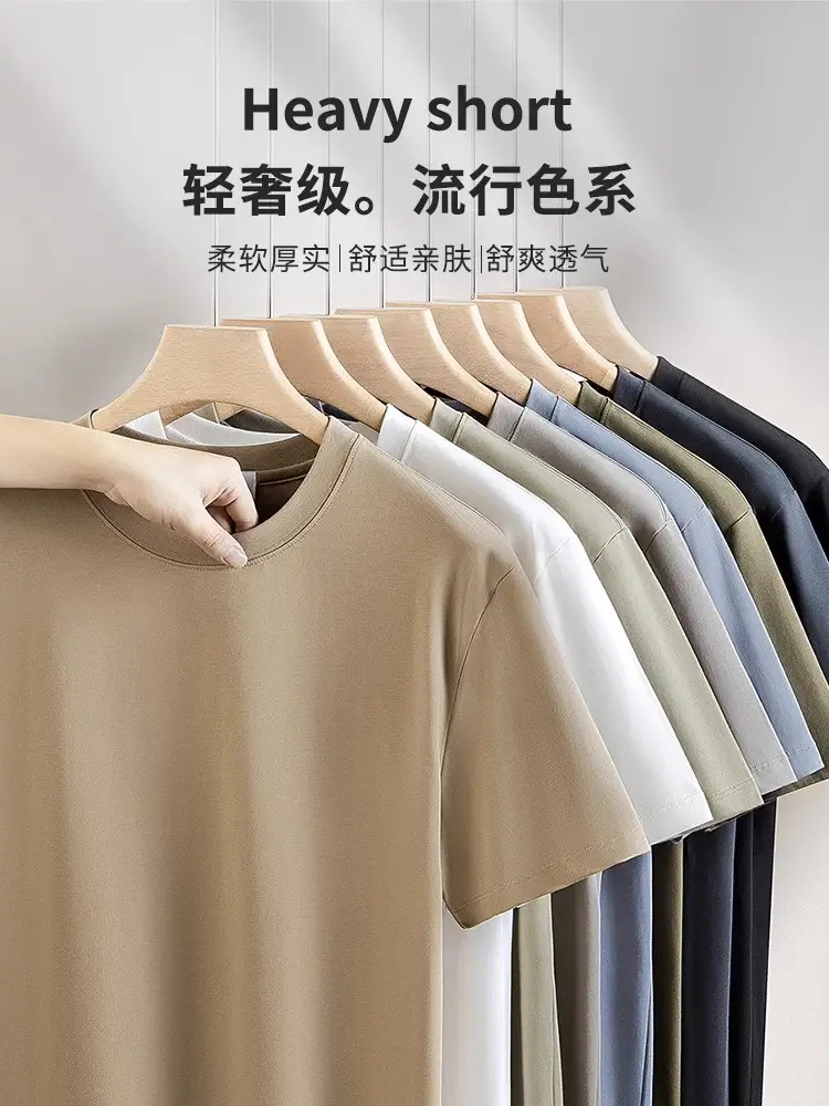 Men Casual Cotton T-Shirt Grey Short Sleeve - Image 13