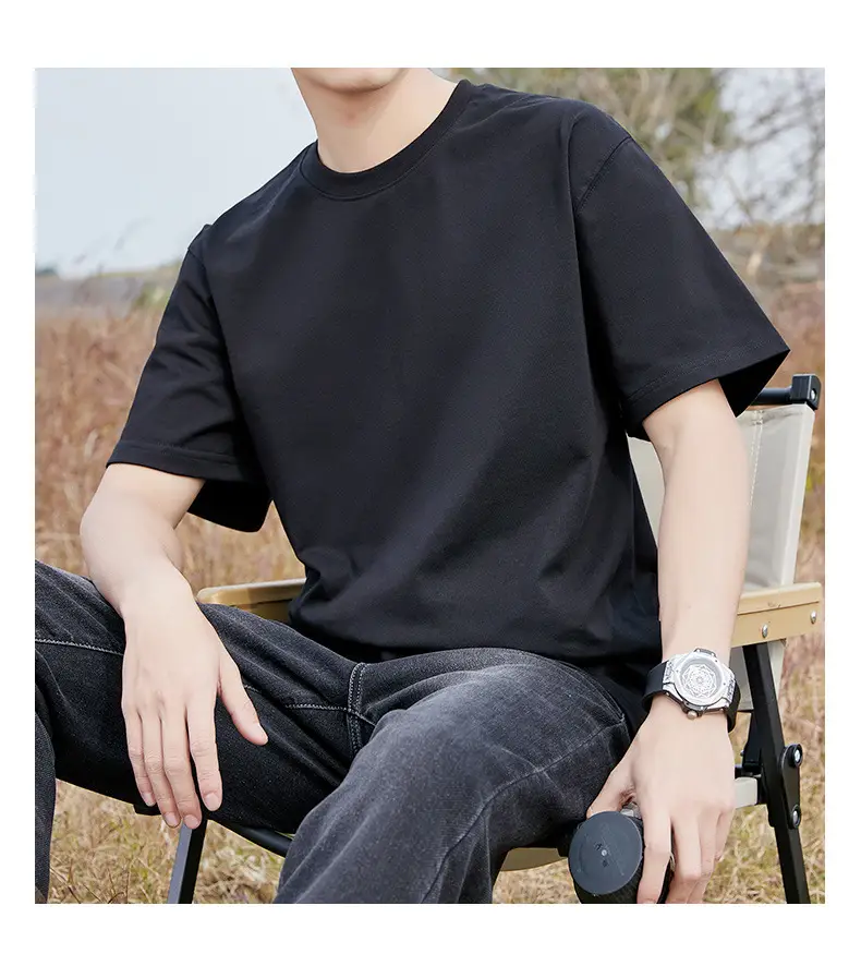 Men Casual Cotton T-Shirt Grey Short Sleeve — feature 16
