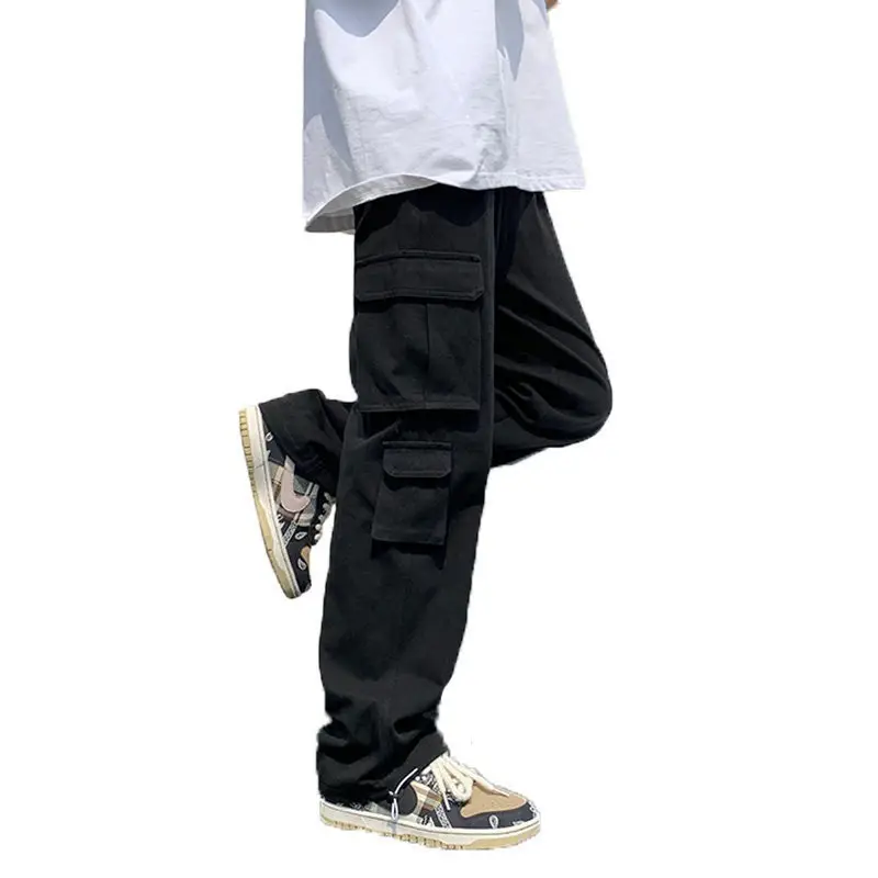 [SHOPEE Explosions] PH Cross-border Men's Cotton White Loose Multi-bag Functional Style Casual Tooling Pants