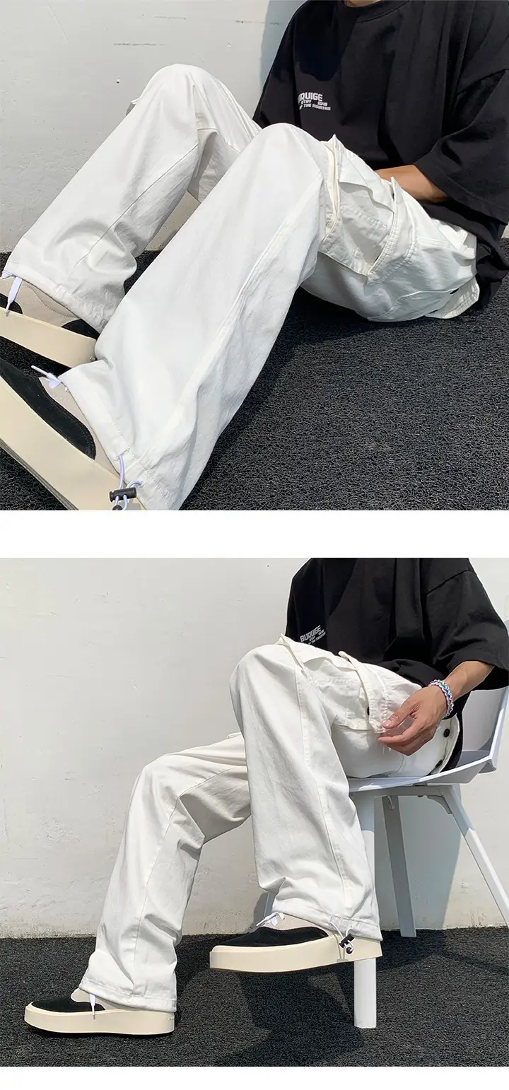 [SHOPEE Explosions] PH Cross-border Men's Cotton White Loose Multi-bag Functional Style Casual Tooling Pants — feature 10