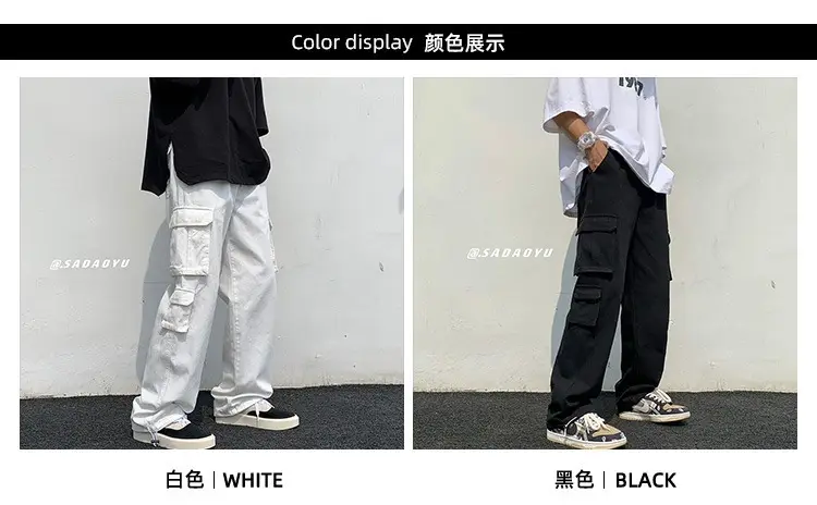 [SHOPEE Explosions] PH Cross-border Men's Cotton White Loose Multi-bag Functional Style Casual Tooling Pants — feature 4