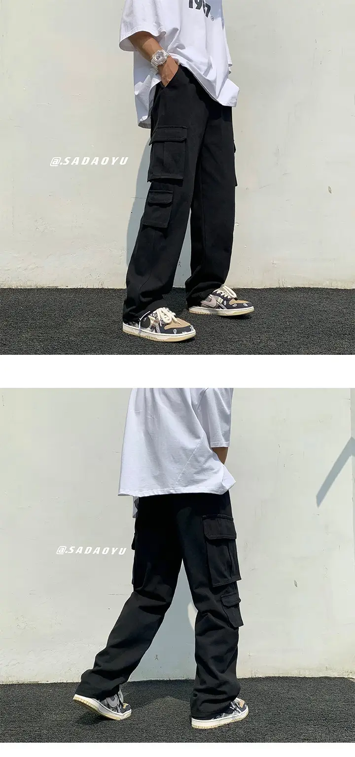 [SHOPEE Explosions] PH Cross-border Men's Cotton White Loose Multi-bag Functional Style Casual Tooling Pants — feature 5
