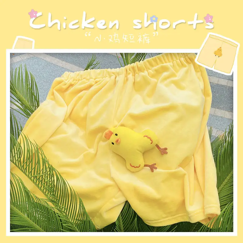 Retractable Chicken Shorts Girls Yellow Summer
