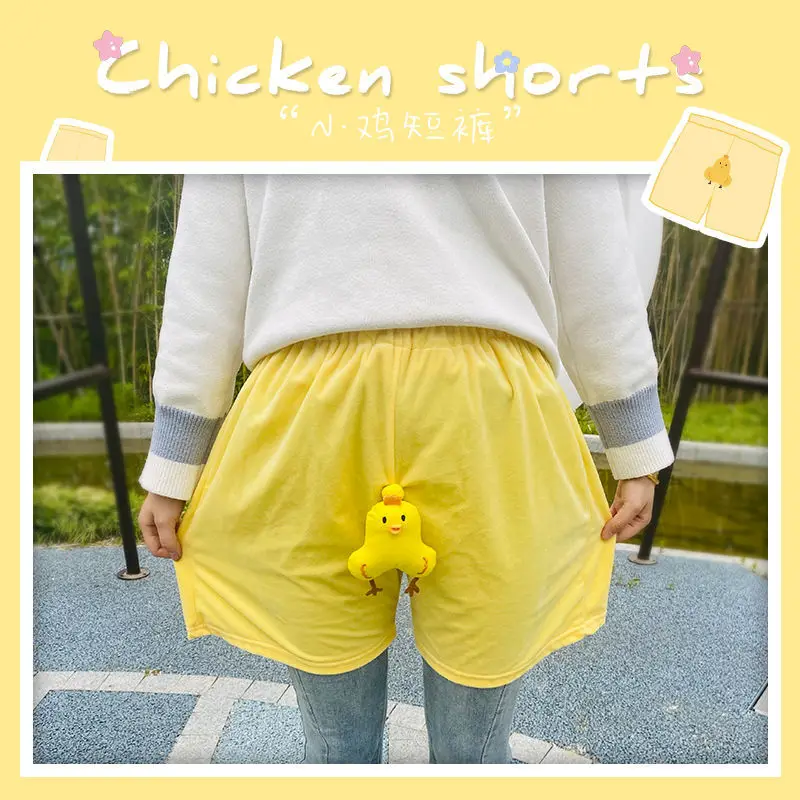 Retractable Chicken Shorts Girls Yellow Summer