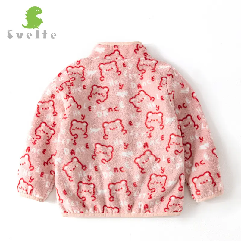 2025 New Baby Fleece Jacket Bear Print Long Sleeve