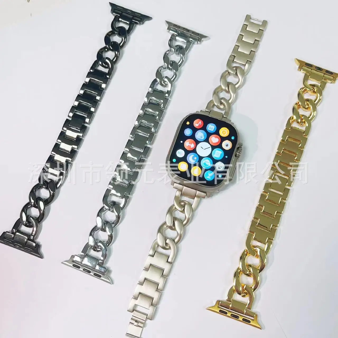 Apple Watch Strap Single Ring Metal Cowboy Chain - Image 8
