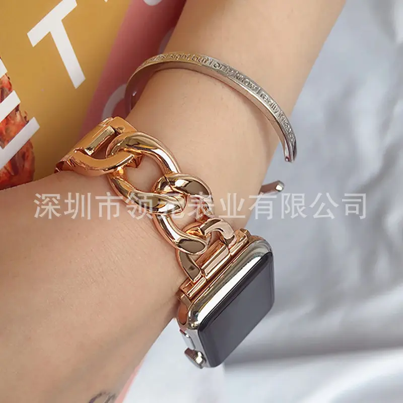 Apple Watch Strap Single Ring Metal Cowboy Chain - Image 9