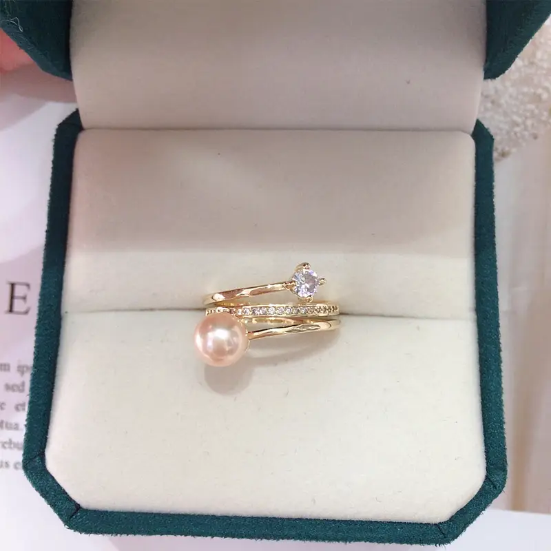Natural Freshwater Pearl Gold Plated Zircon Ring