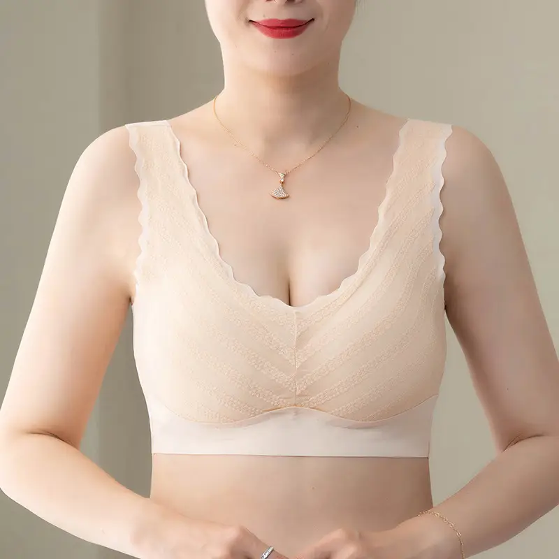 Ladieswear's Special Intimates Women's Large Size Beautiful Back Seamless Middle-Aged and Elderly Bra Vest Style Push-Up Anti-Sagging Bra