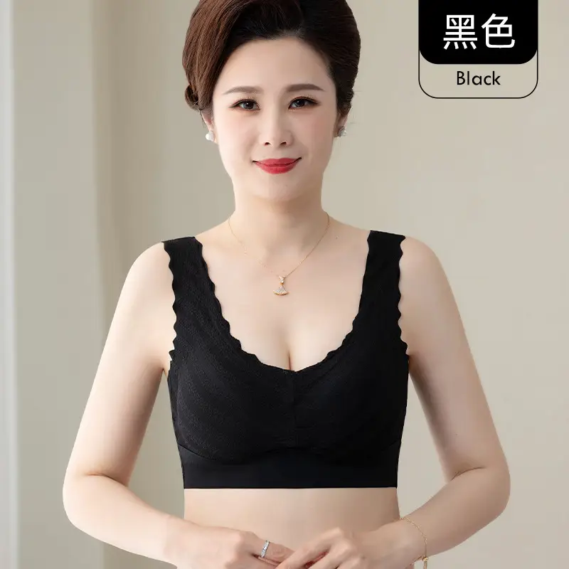 Ladieswear's Special Intimates Women's Large Size Beautiful Back Seamless Middle-Aged and Elderly Bra Vest Style Push-Up Anti-Sagging Bra