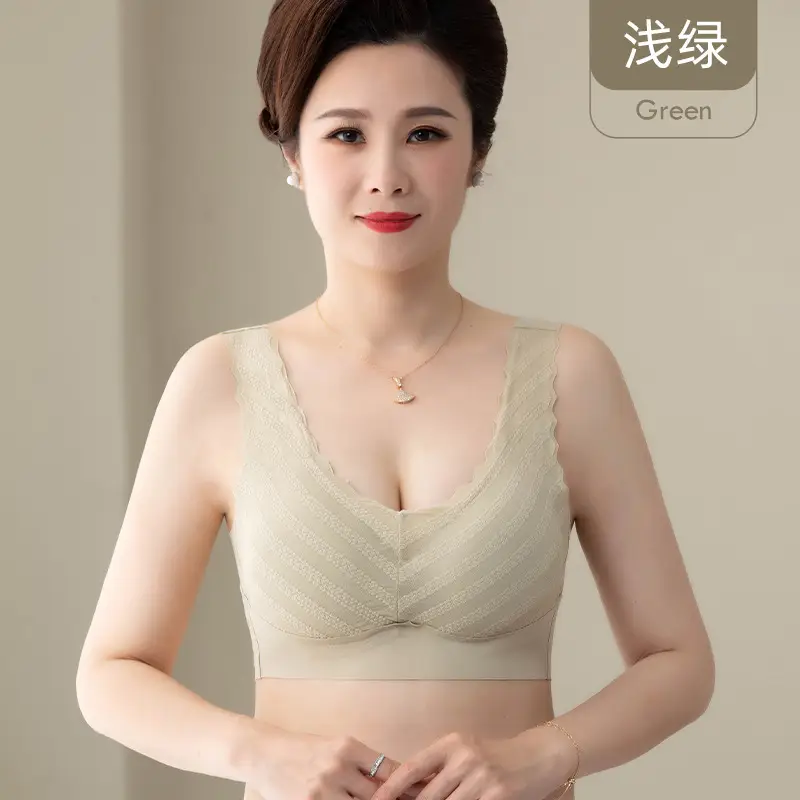 Ladieswear's Special Intimates Women's Large Size Beautiful Back Seamless Middle-Aged and Elderly Bra Vest Style Push-Up Anti-Sagging Bra
