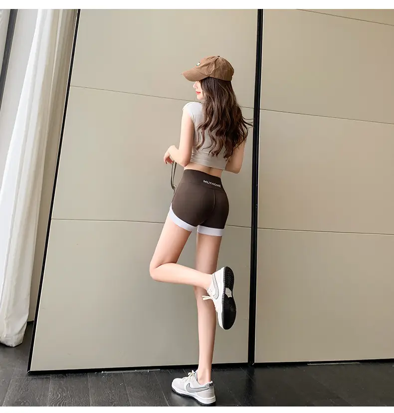 Women's Black Seamless Sports Leggings with White Trim — feature 20