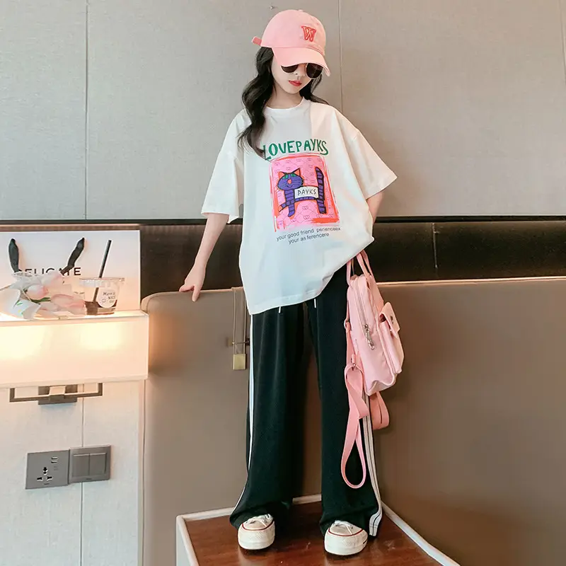 Girls Cotton Printed T-Shirt Summer Large Loose Fit - Image 20