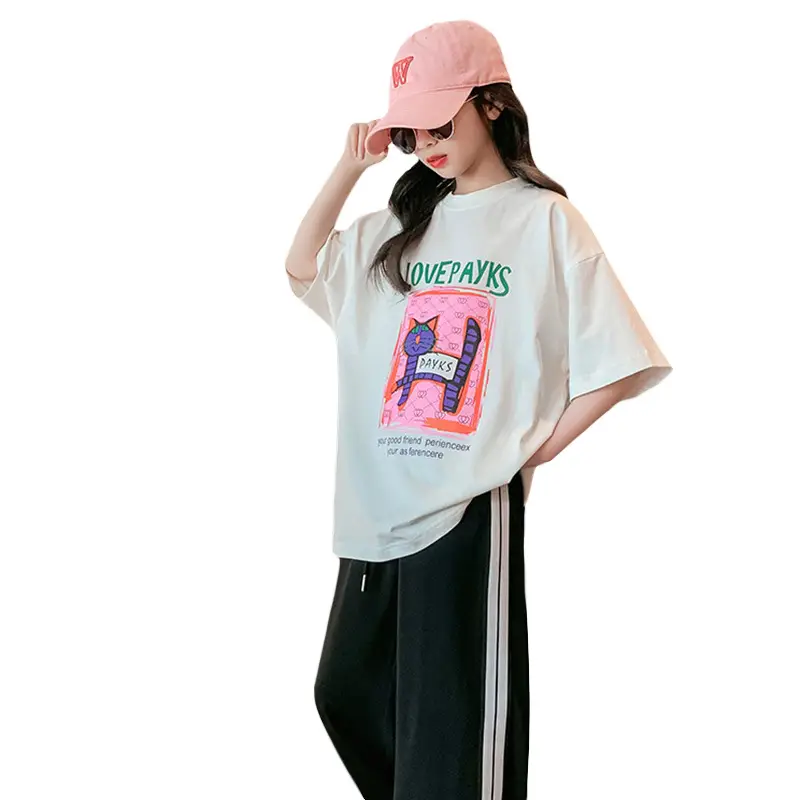 Girls Cotton Printed T-Shirt Summer Large Loose Fit - Image 22