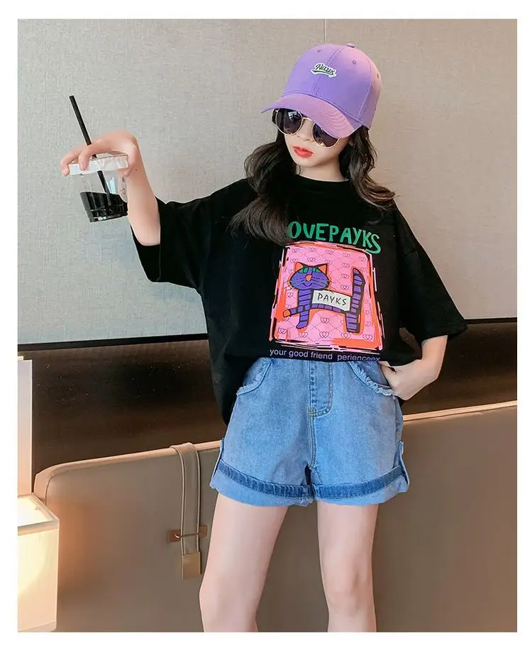 Girls Cotton Printed T-Shirt Summer Large Loose Fit — feature 10