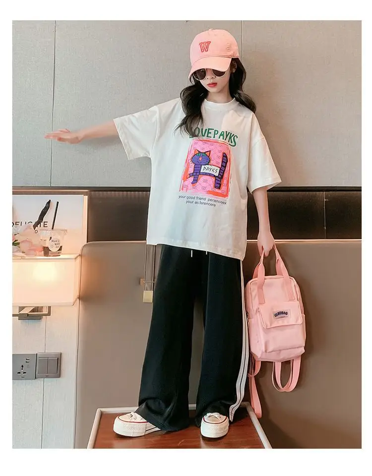 Girls Cotton Printed T-Shirt Summer Large Loose Fit — feature 12