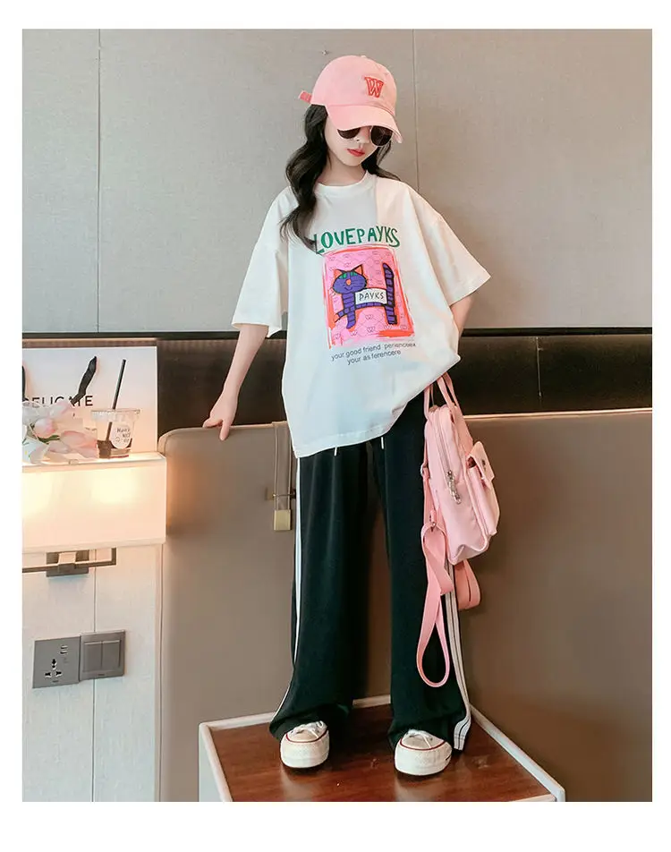 Girls Cotton Printed T-Shirt Summer Large Loose Fit — feature 13