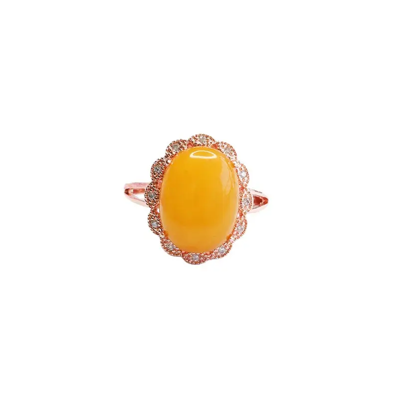 Natural Amber Full Honey Pigeon Egg Ring - Image 6
