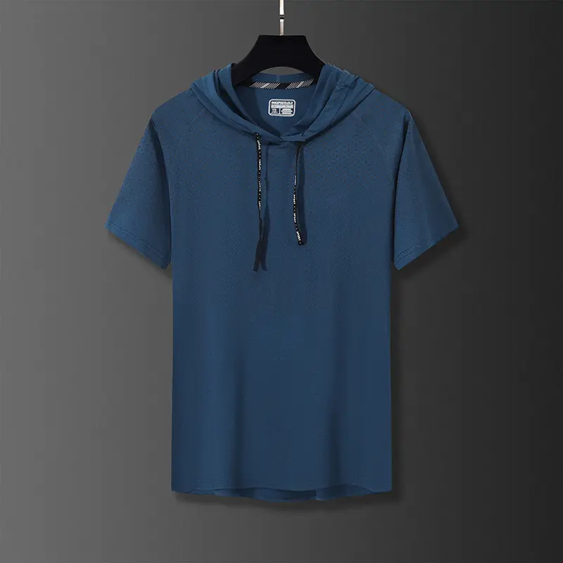 Men Grey Hooded T-Shirt Quick Dry Running Fit