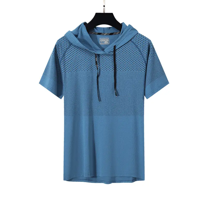 Men Grey Hooded T-Shirt Quick Dry Running Fit