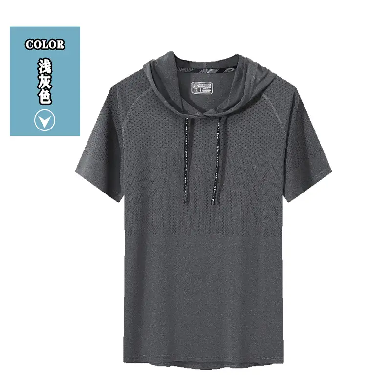 Men Grey Hooded T-Shirt Quick Dry Running Fit — feature 10