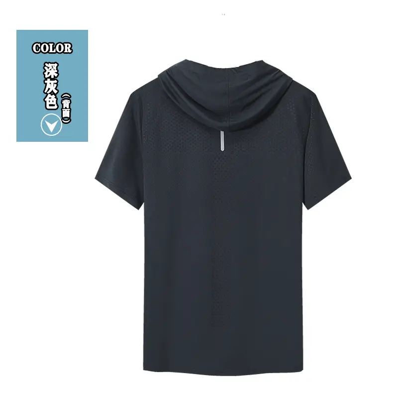 Men Grey Hooded T-Shirt Quick Dry Running Fit — feature 13
