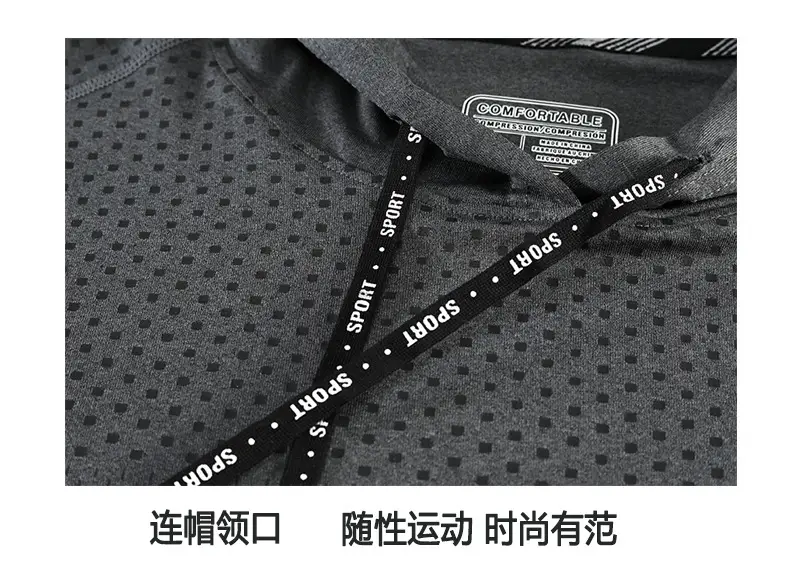 Men Grey Hooded T-Shirt Quick Dry Running Fit — feature 20
