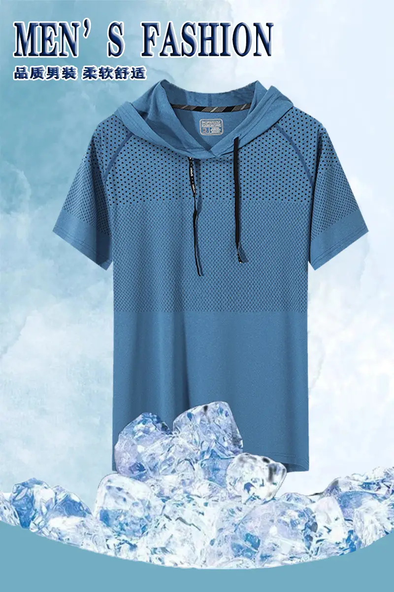 Men Grey Hooded T-Shirt Quick Dry Running Fit — feature 3