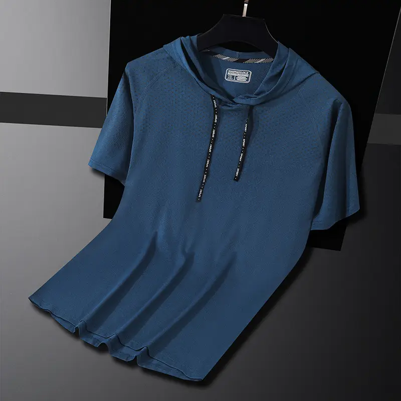 Men Grey Hooded T-Shirt Quick Dry Running Fit