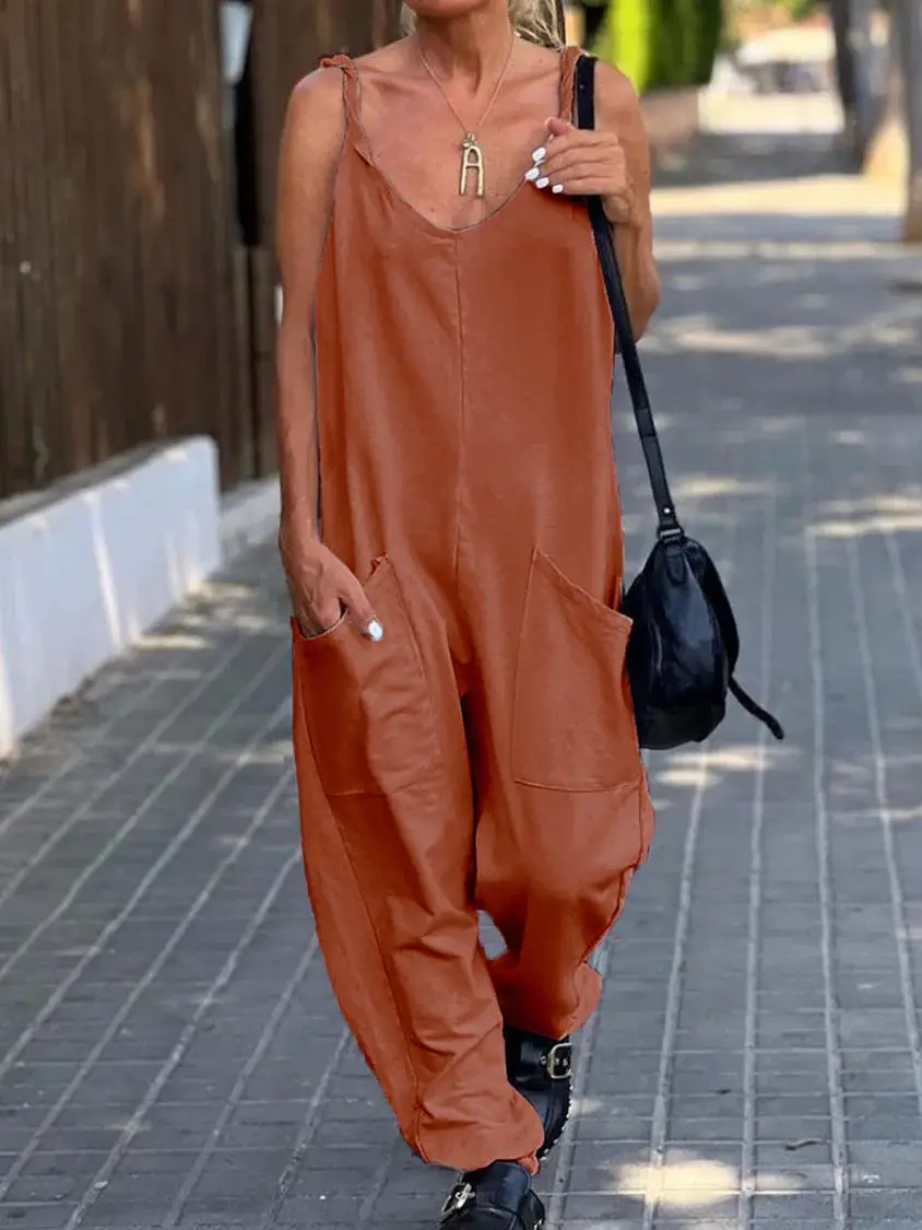 Sleeveless V-Neck Green Jumpsuit Set — feature 10