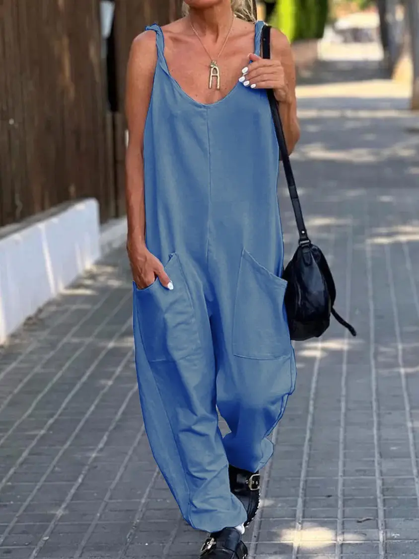 Sleeveless V-Neck Green Jumpsuit Set — feature 11