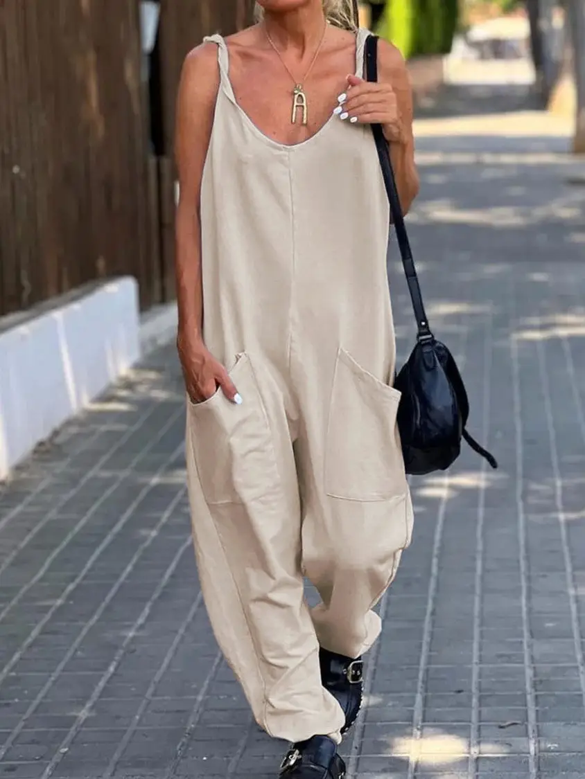 Sleeveless V-Neck Green Jumpsuit Set — feature 12