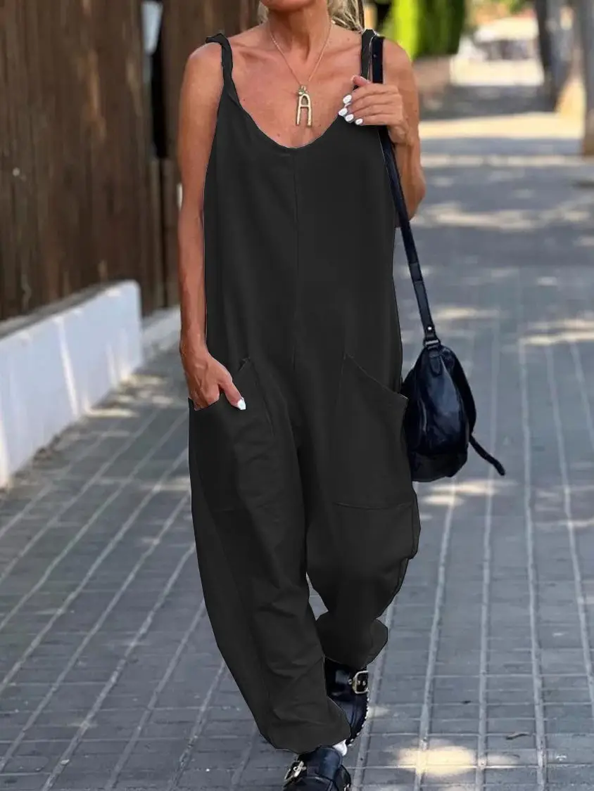 Sleeveless V-Neck Green Jumpsuit Set — feature 4